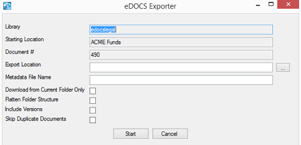 OpenText eDOCS Exporter Export Workspace or Folder